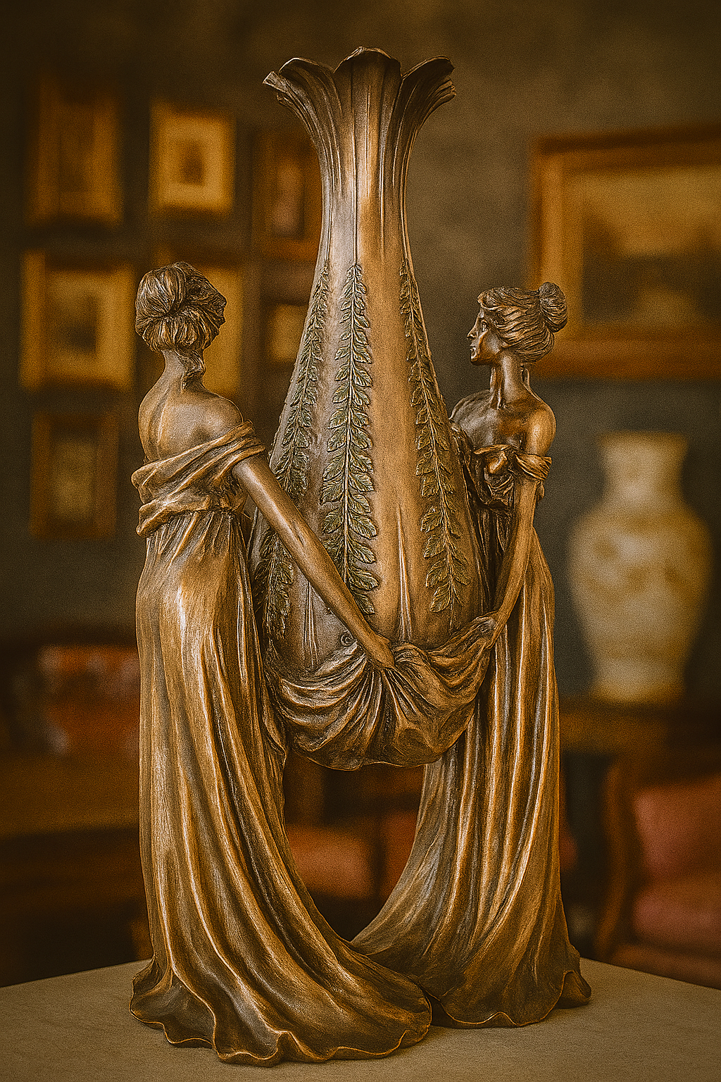 Fine Art Nouveau Lady Vase