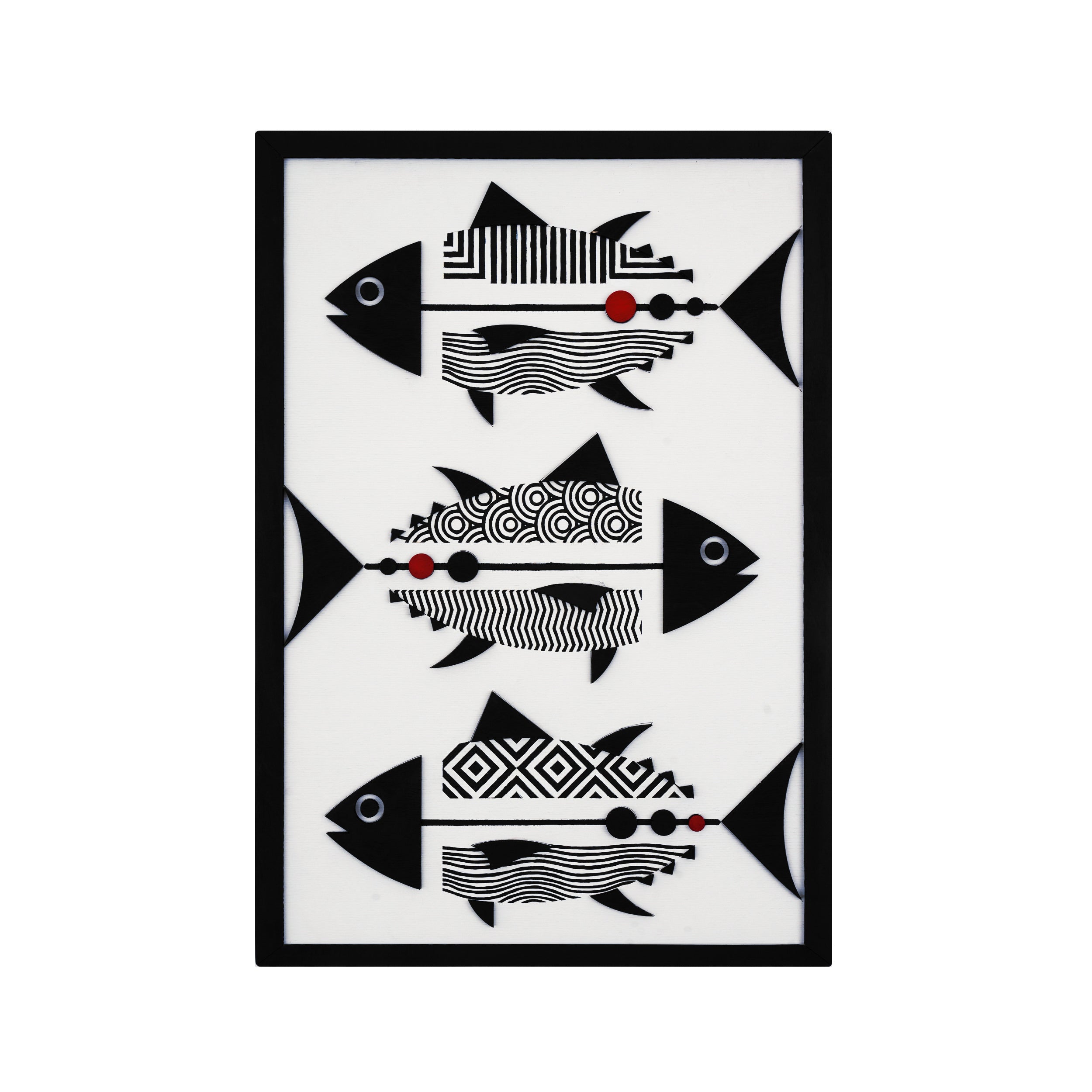 Black Fish / Wooden Tiered Table
