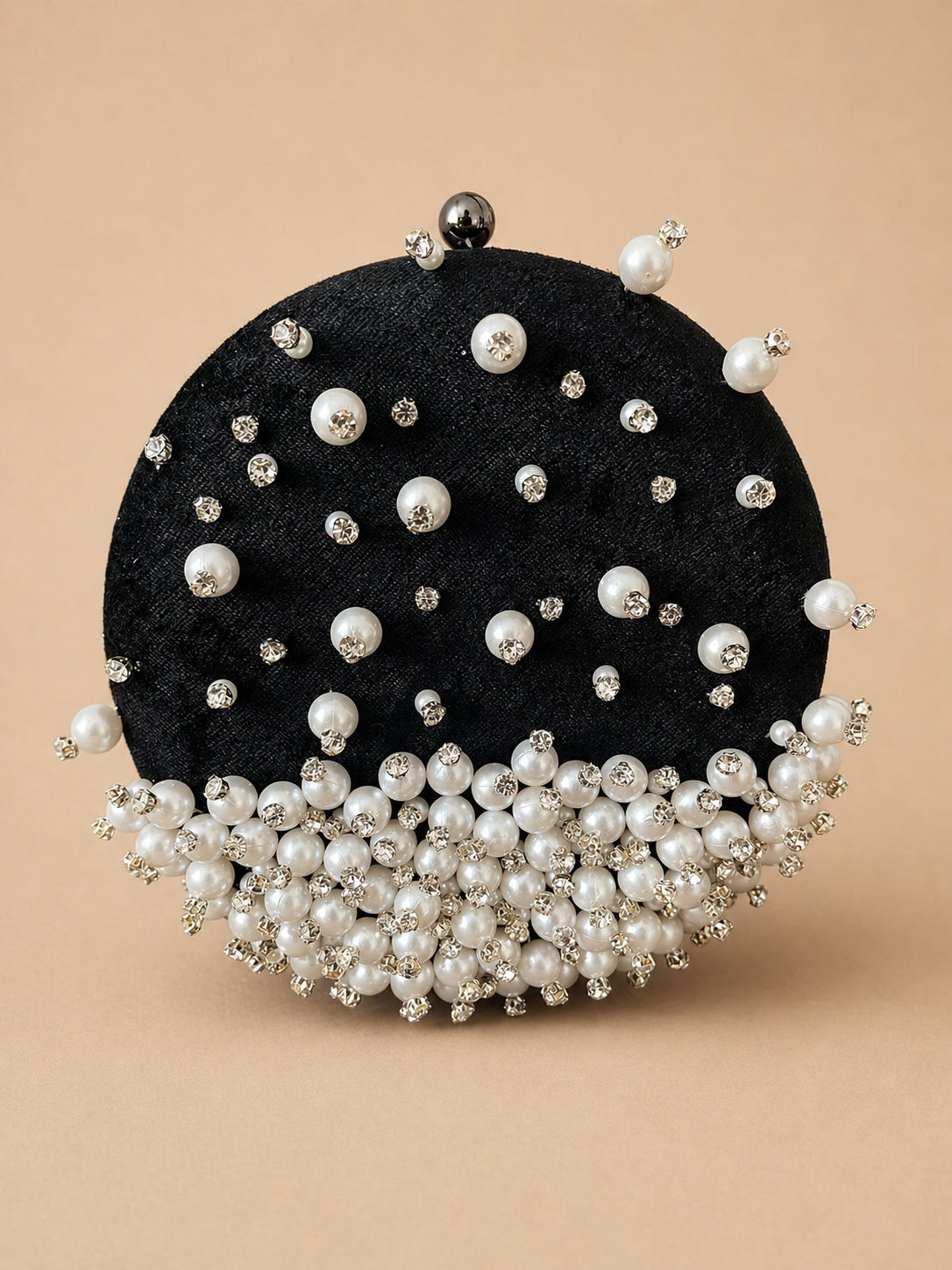 Black Velvet Pearl & Swarovski Crystal Evening Bag
