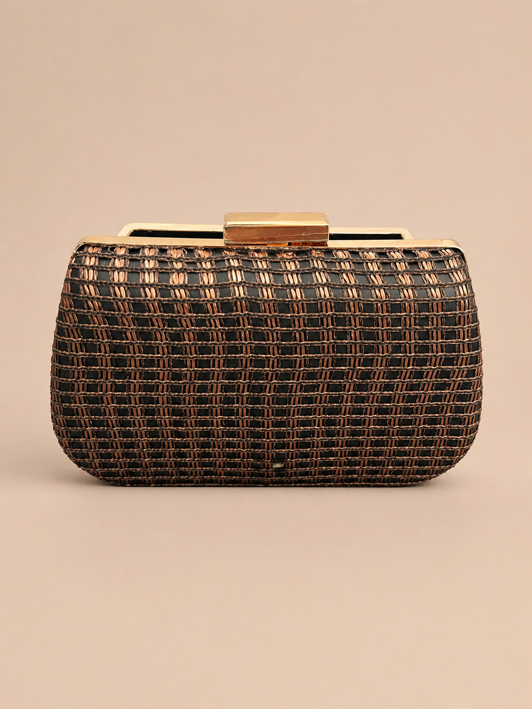 Rose Gold & Black Velvet Evening Bag
