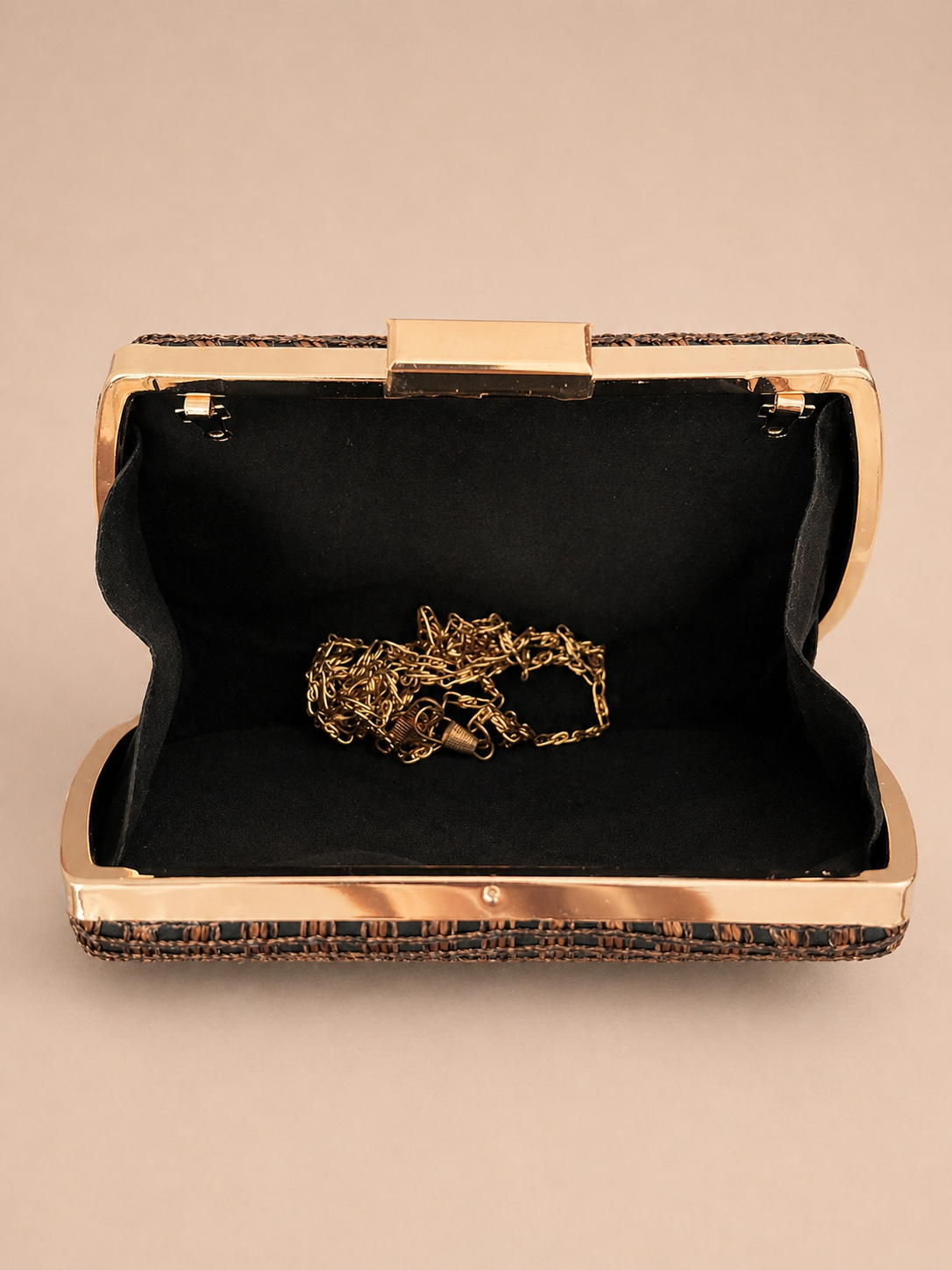 Rose Gold & Black Velvet Evening Bag