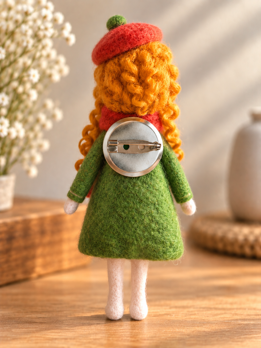 Autumn-Inspired Woman Felt Brooch