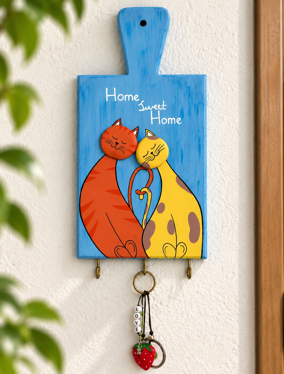 Cat Couple Cutting Board Key Holder