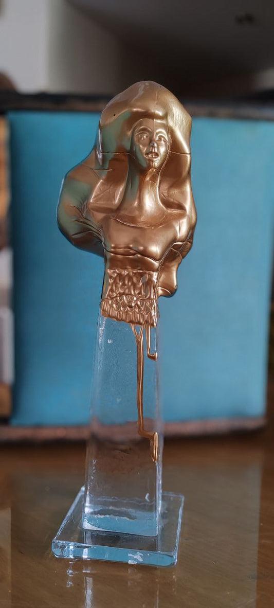 Modern Acrylic Female Bust Sculpture on Glass Base