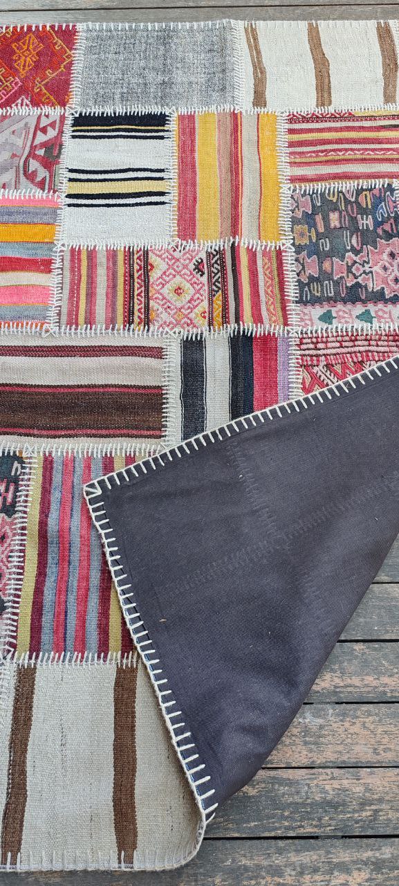 Colorful Vintage Patchwork Kilim Rug – 120x176 cm – Handcrafted from Anatolian Fragments
