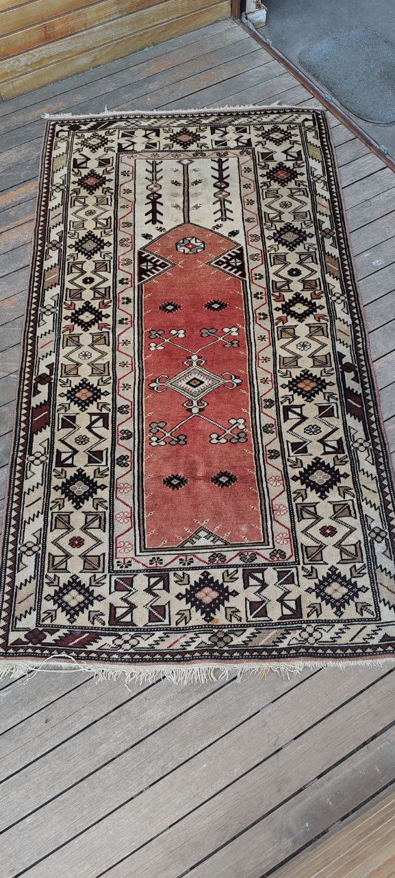 Large Turkish Milas Wool Rug – 210x110 cm – Traditional Handmade