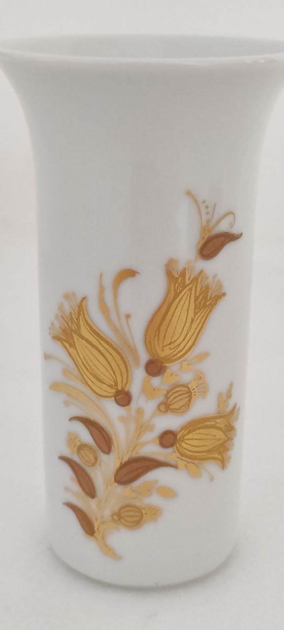 Rosenthal Studio Line Porcelain Vase – Hand-Painted Golden Floral Motif