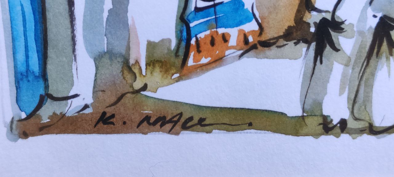 Dynamic Encounter – Original Oil Painting by Gülgün Türel – 51x72 cm – Expressionist Figurative Artwork