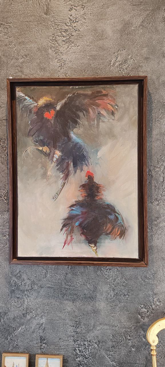 Dynamic Encounter – Original Oil Painting by Gülgün Türel – 51x72 cm – Expressionist Figurative Artwork