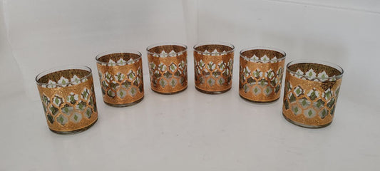 Vintage Culver 22K Gold Mid-Century Modern Glassware Set