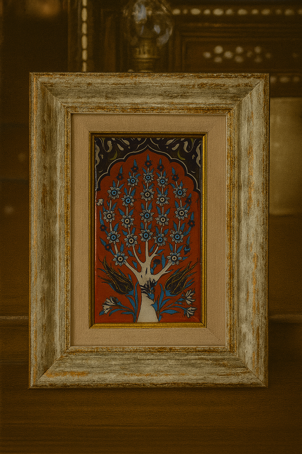 Handmade Iznik Ceramic Tile – Turkish Traditional Art – Tree of Life Pattern