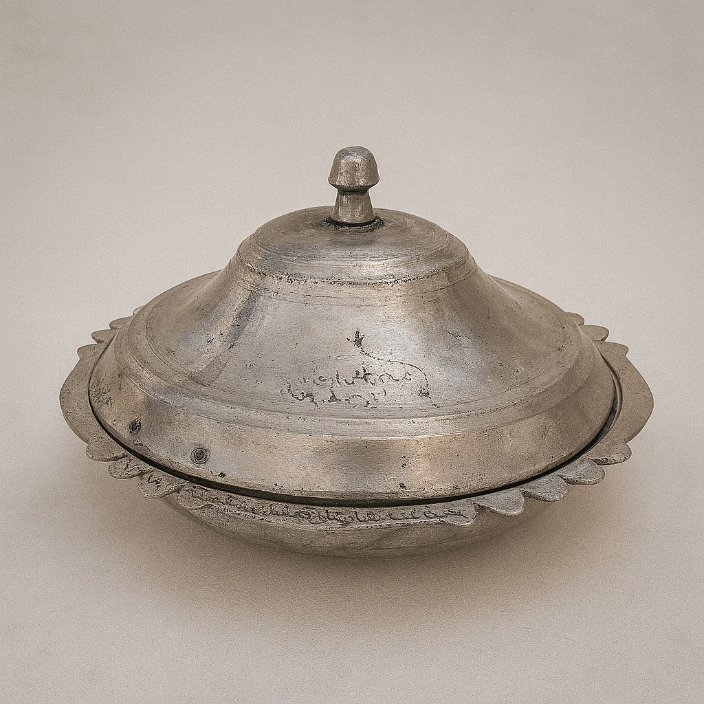 Antique Ottoman Copper Sahan with Arabic Inscription – Traditional Handcrafted Turkish Serving Dish