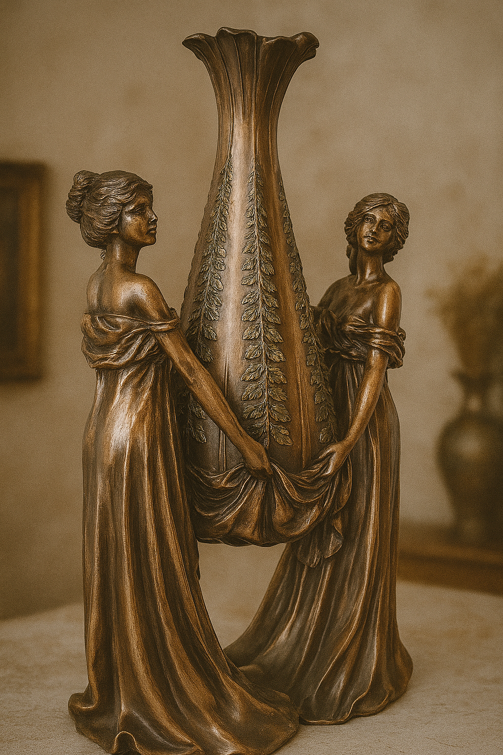 Fine Art Nouveau Lady Vase