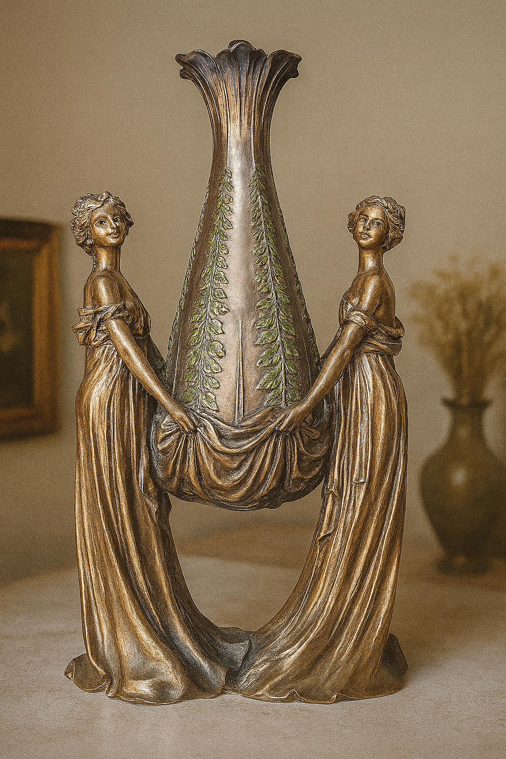 Fine Art Nouveau Lady Vase