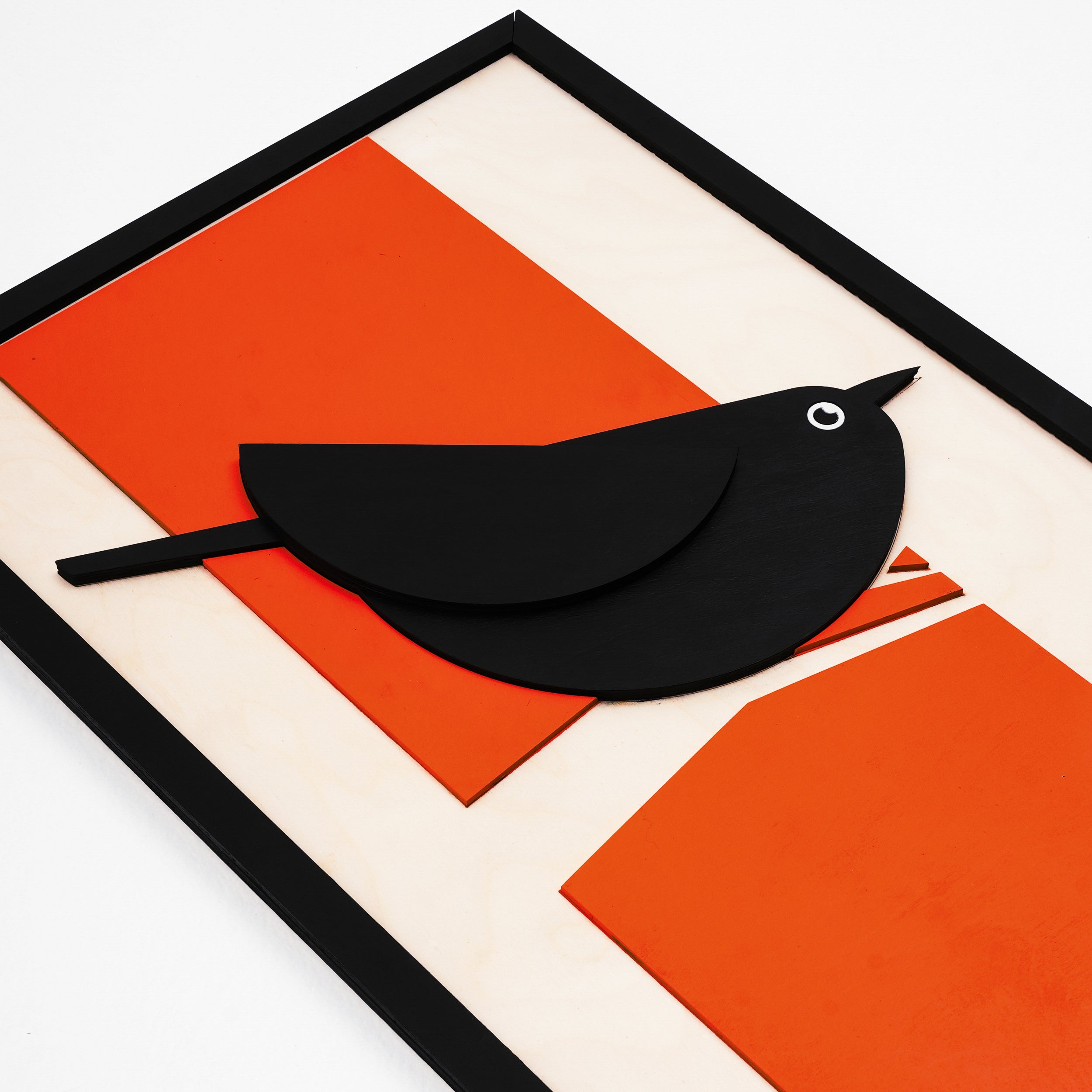 Black Bird / Wooden Tiered Table