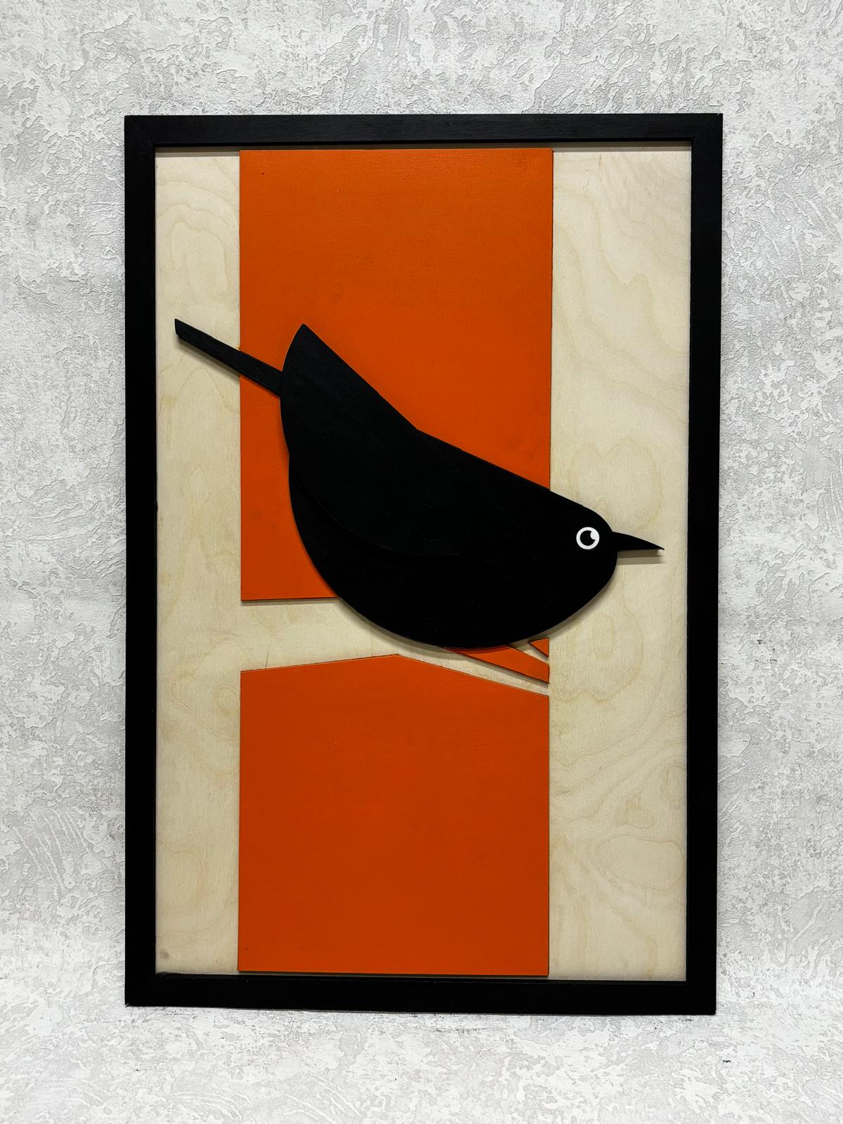 Black Bird / Wooden Tiered Table