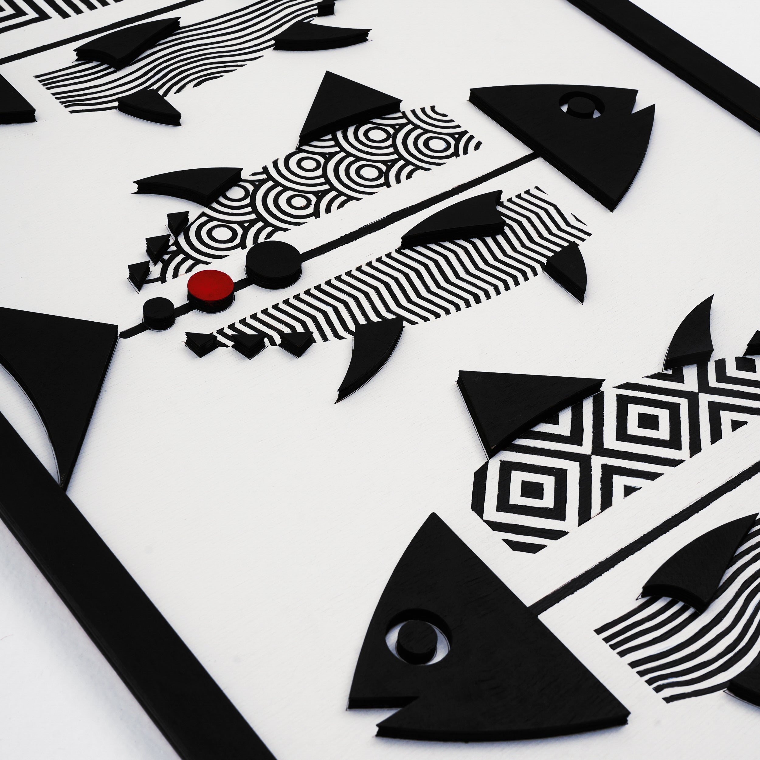 Black Fish / Wooden Tiered Table