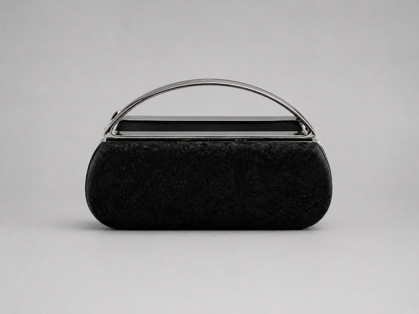 Black Evening Bag with Silver Wire Embroidery