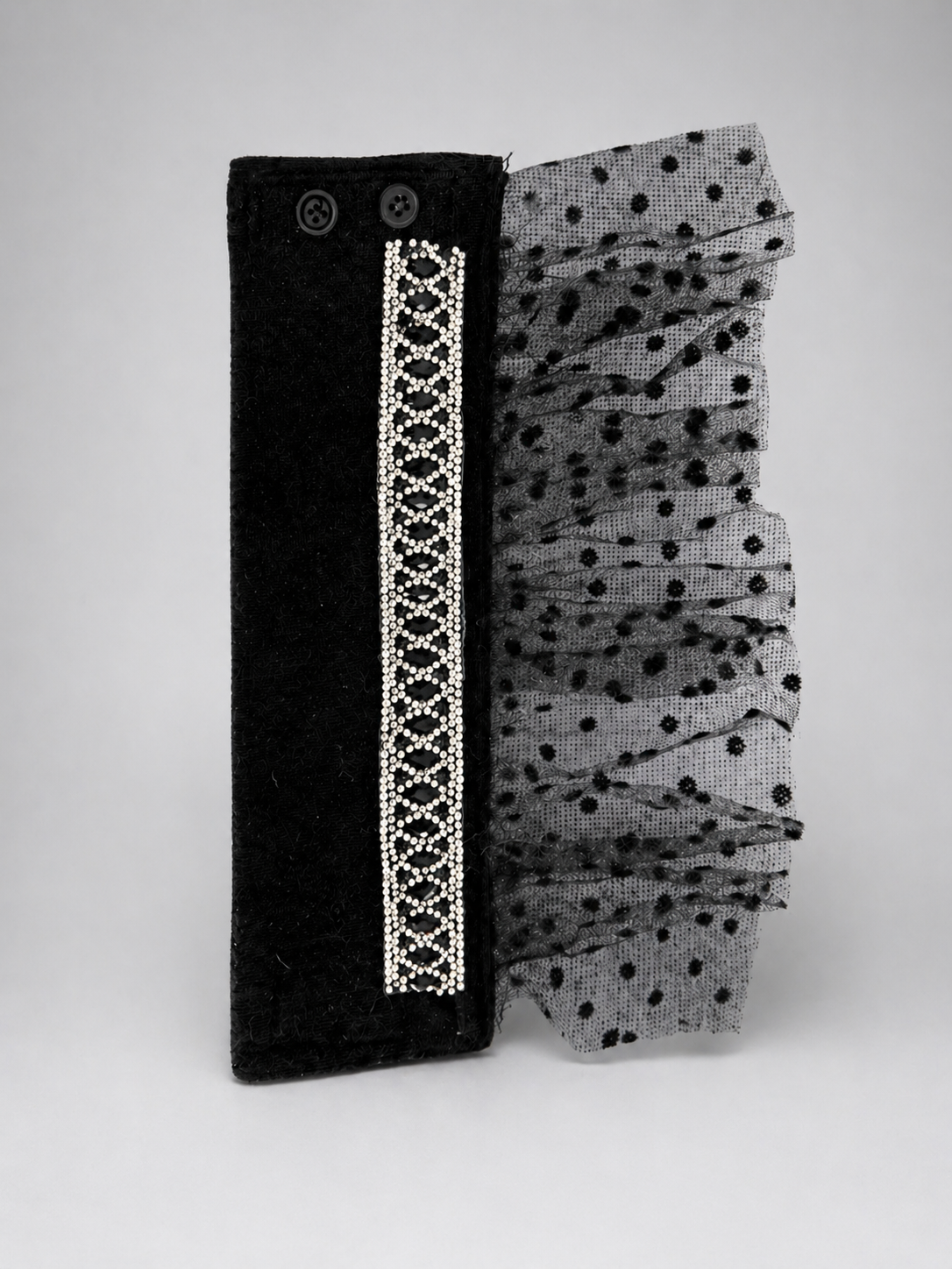 Black Beaded Embellished Detachable Sleeve Cuffs