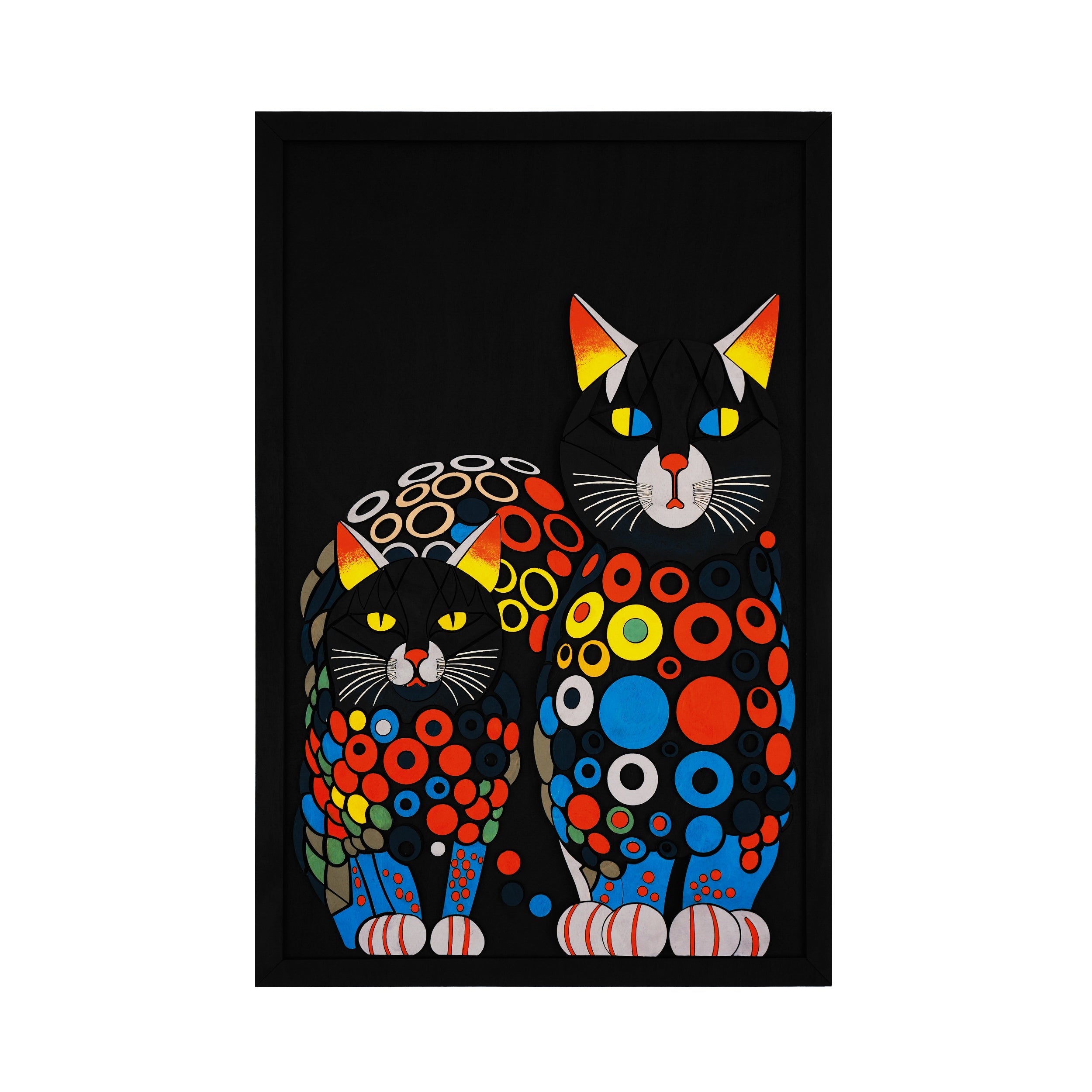 Colorful Cats / Wooden Tiered Table