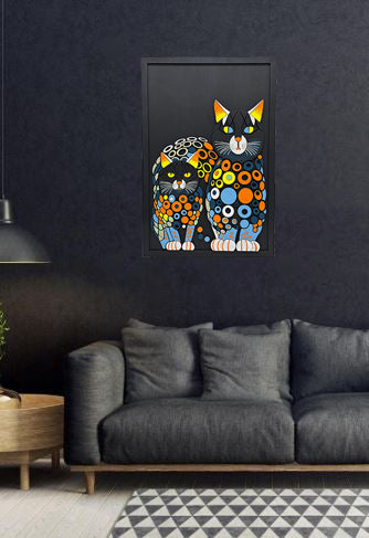 Colorful Cats / Wooden Tiered Table