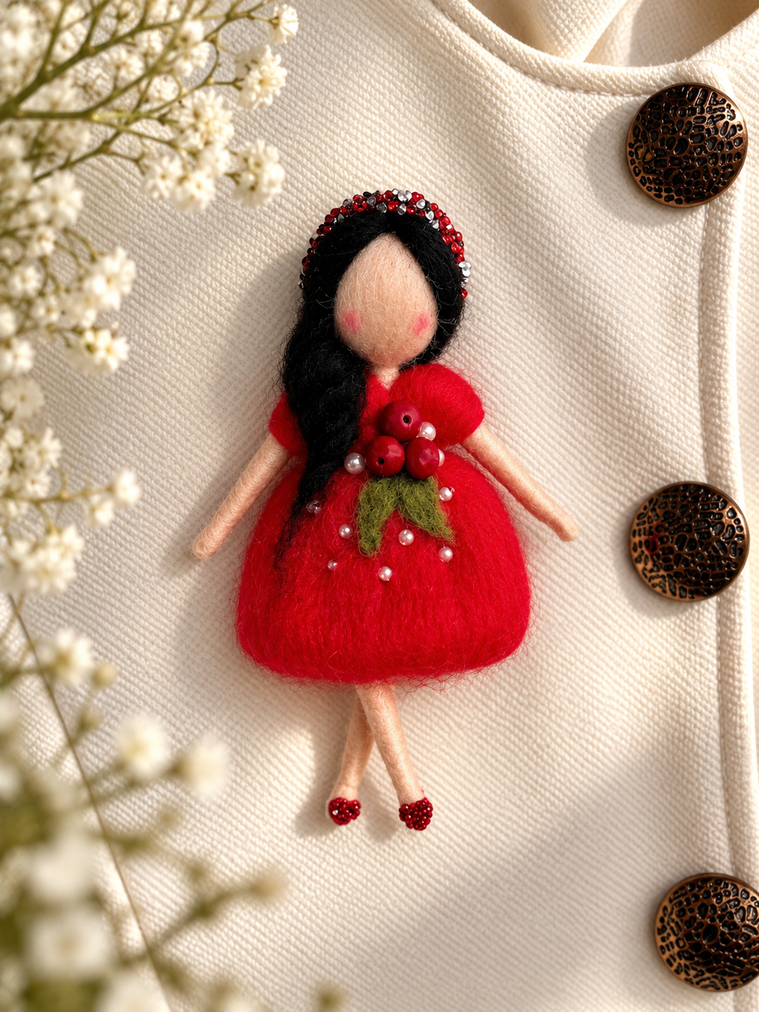 Red Dress Fairy Girl Brooch