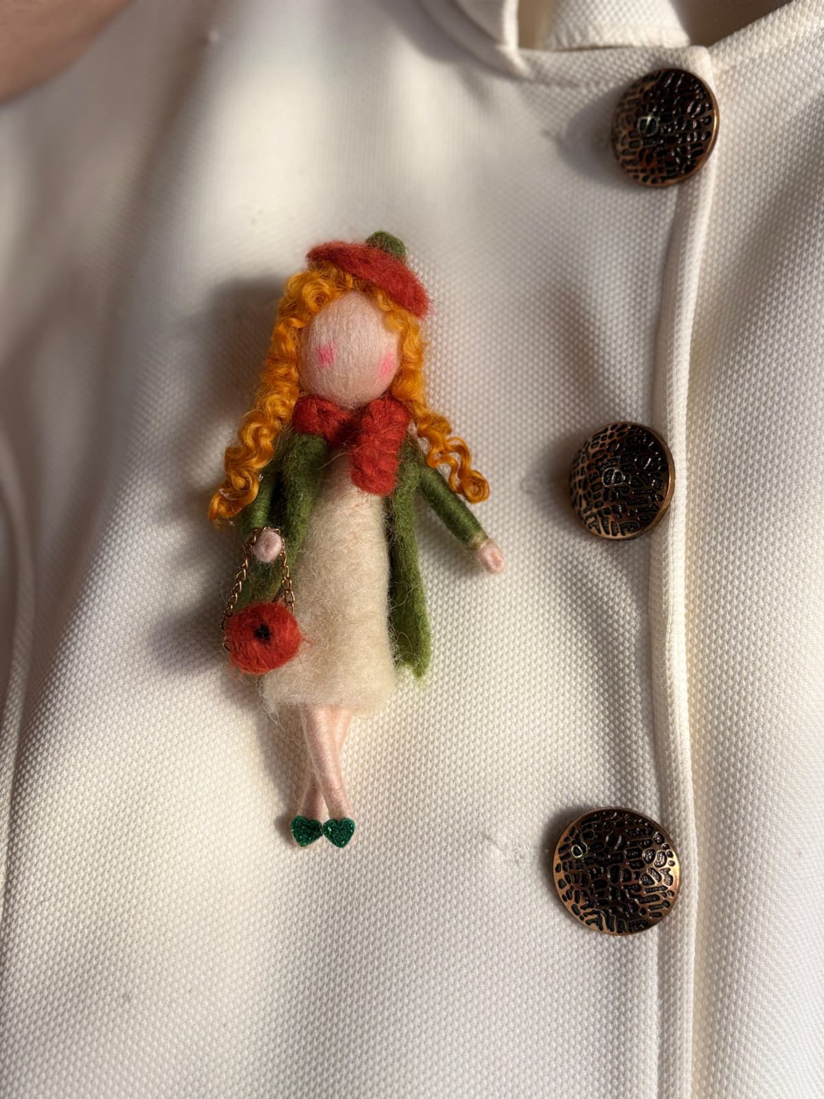 Autumn-Inspired Woman Felt Brooch