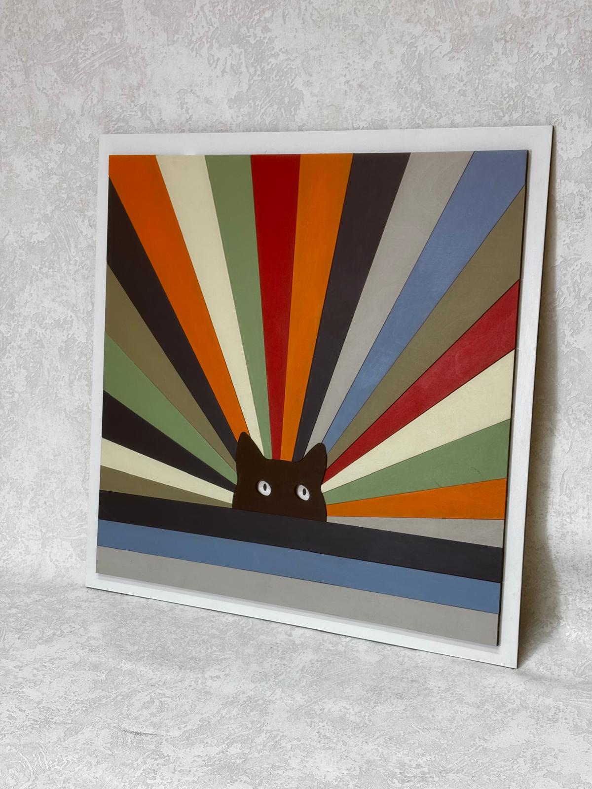 Rainbow Cat / Wooden Tiered Table