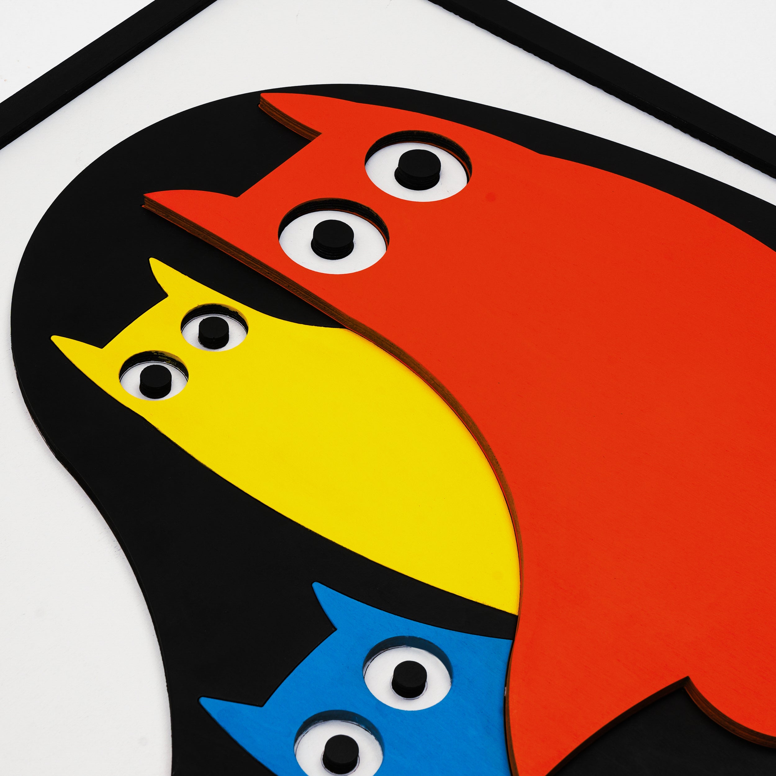 Abstract Colorful Cats / Wooden Tiered Table