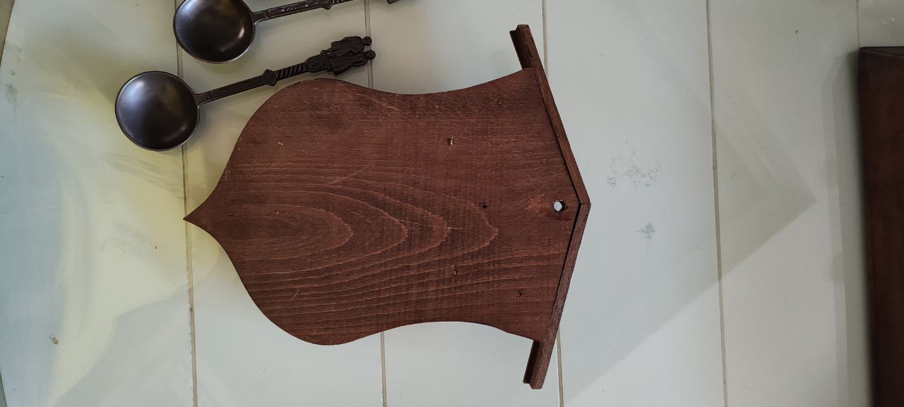 German Zinn Pewter Ladles with Wooden Wall Rack – Set of 3