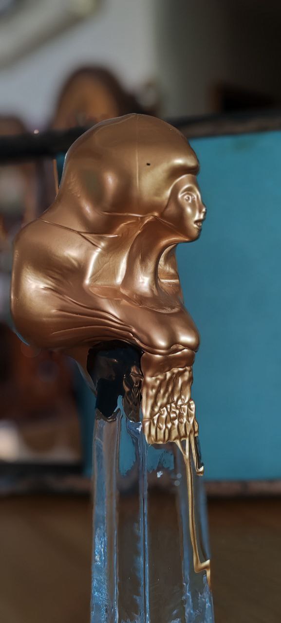 Modern Acrylic Female Bust Sculpture on Glass Base