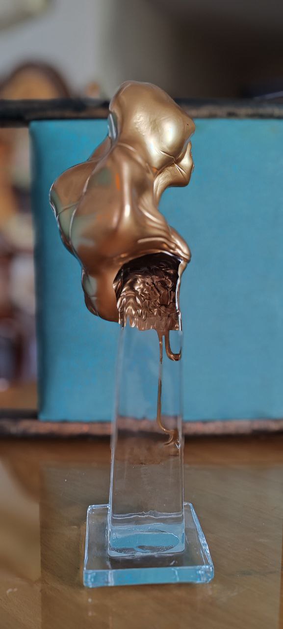 Modern Acrylic Female Bust Sculpture on Glass Base