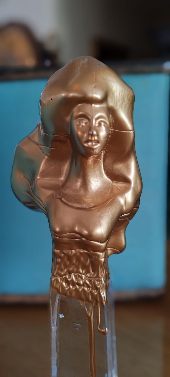 Modern Acrylic Female Bust Sculpture on Glass Base