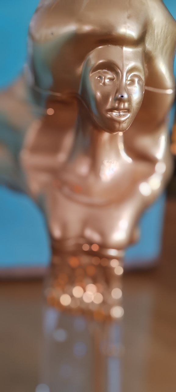 Modern Acrylic Female Bust Sculpture on Glass Base