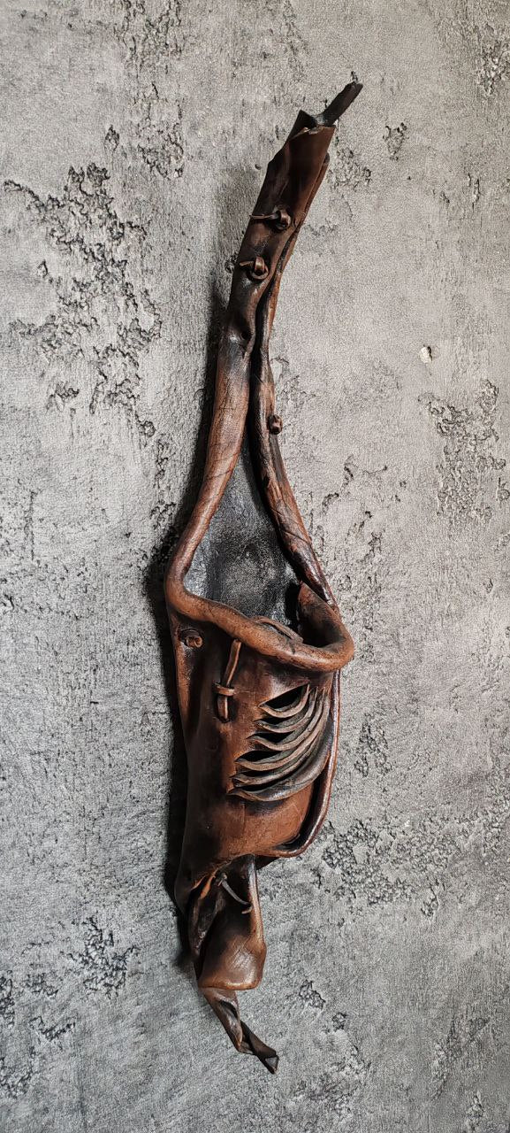 Handcrafted Leather Wine Holder – Wall Hanging – 60x15 cm