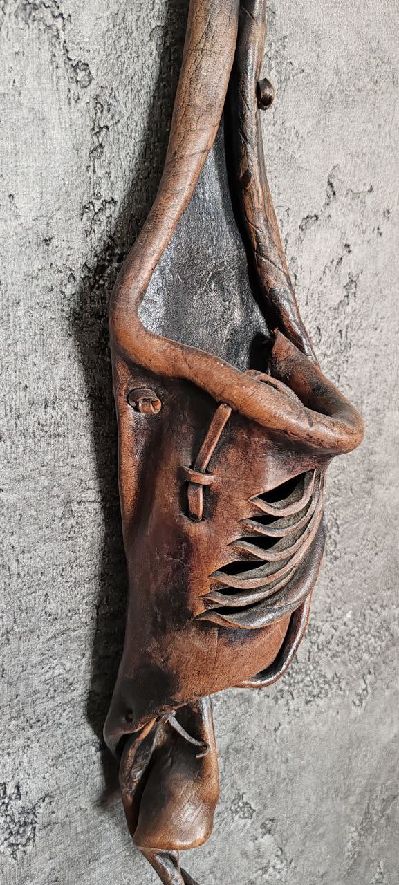 Handcrafted Leather Wine Holder – Wall Hanging – 60x15 cm