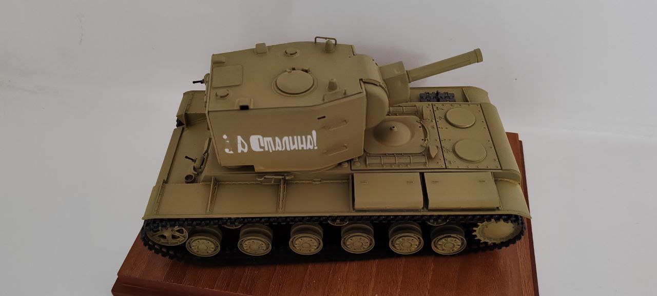 Russian Tank Model with Wooden Base & Display Case