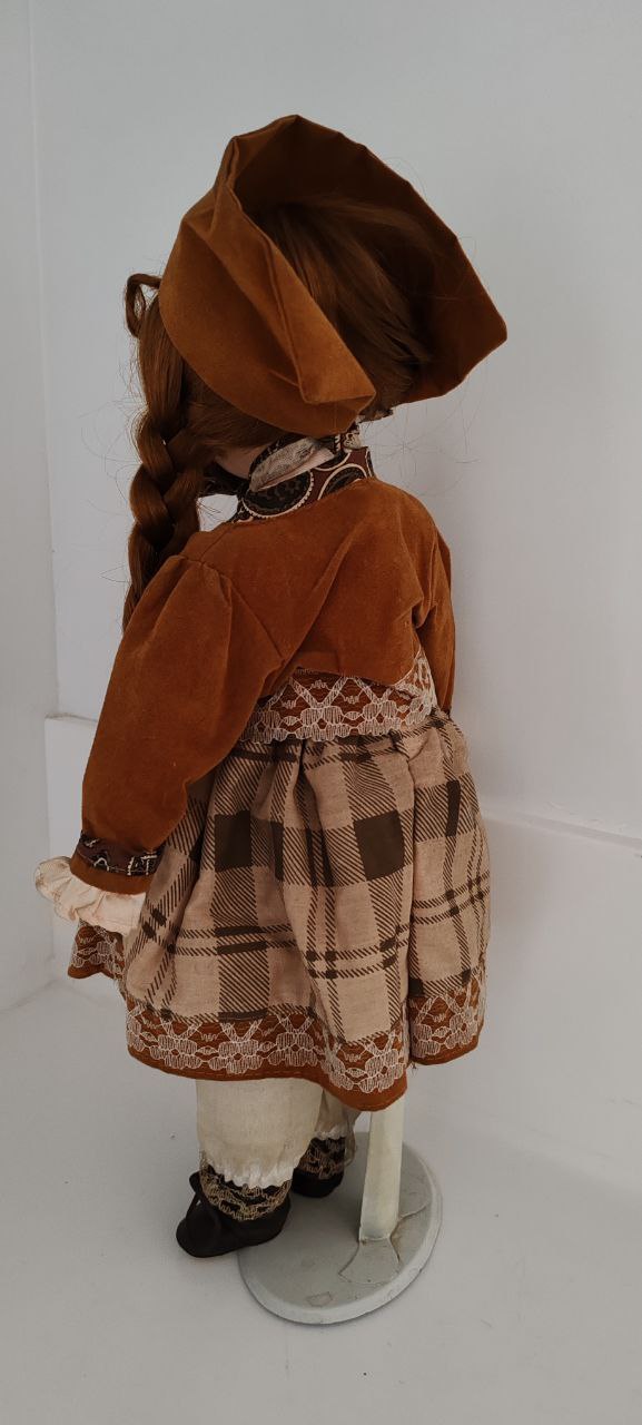 Charming Porcelain Doll with Braided Hair & Country Style Dress – 43 cm