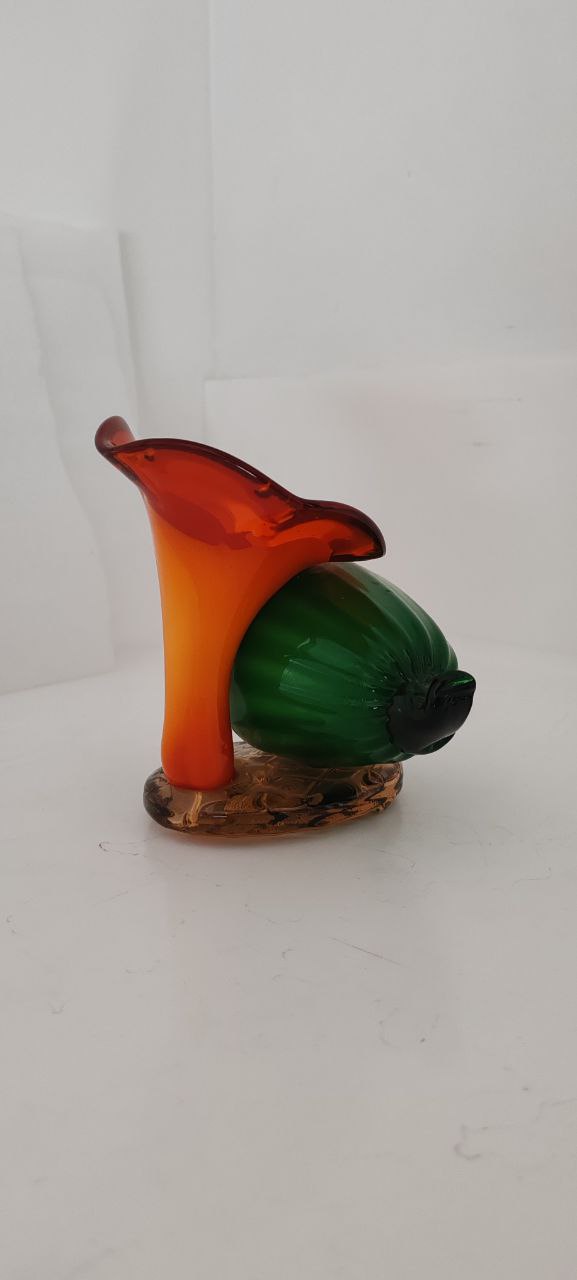 Murano Hand-Blown Glass Decorative Pumpkin Flower Sculpture