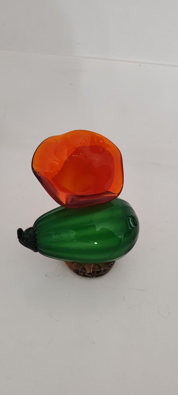 Murano Hand-Blown Glass Decorative Pumpkin Flower Sculpture