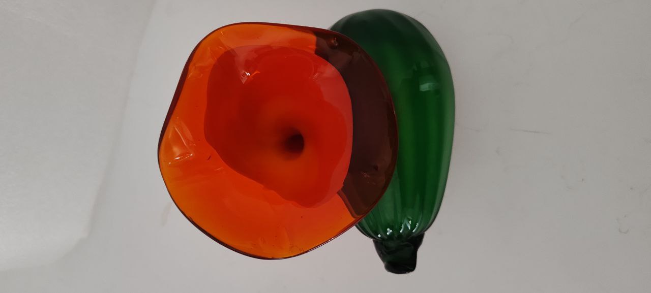 Murano Hand-Blown Glass Decorative Pumpkin Flower Sculpture