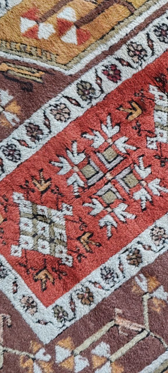 Vintage Turkish Milas Rug – 130x90 cm – Geometric Prayer Motif