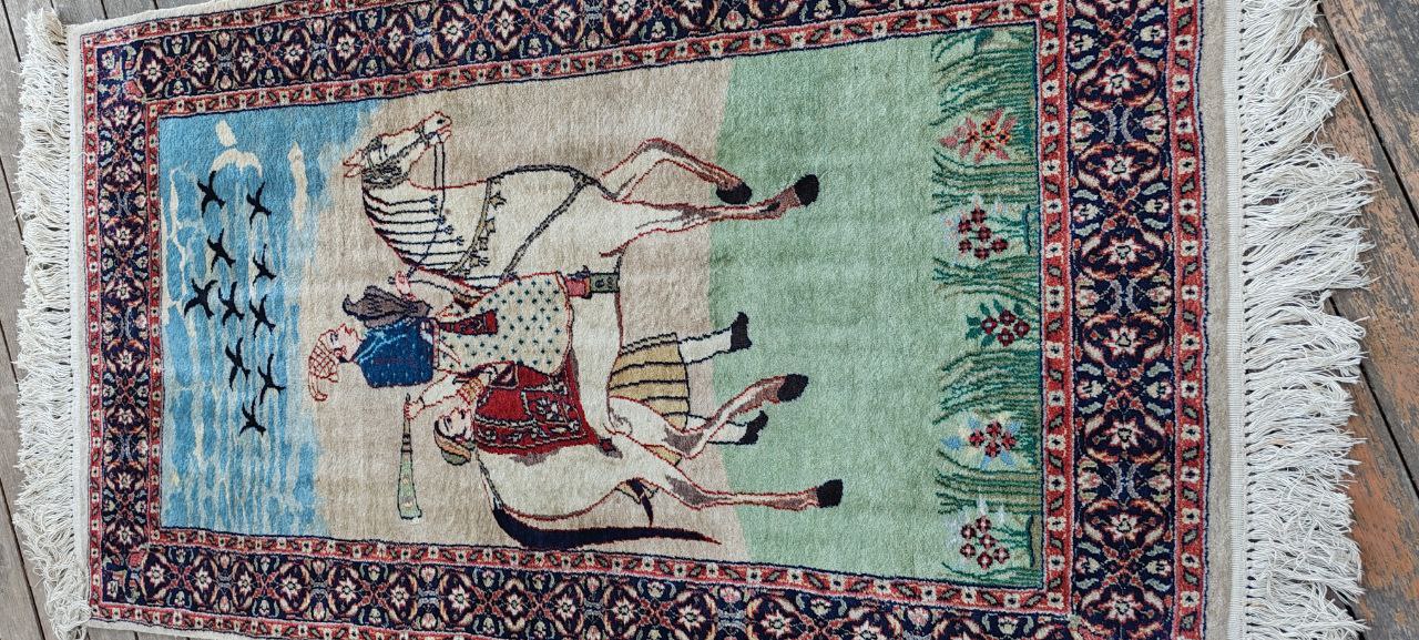 Hand-Knotted Babur Pictorial Rug – 324000 Knots – 153x91 cm