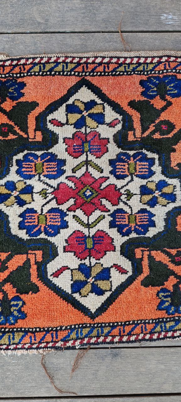 Pair of Vintage Tribal Mini Rugs – Handwoven 62x58cm