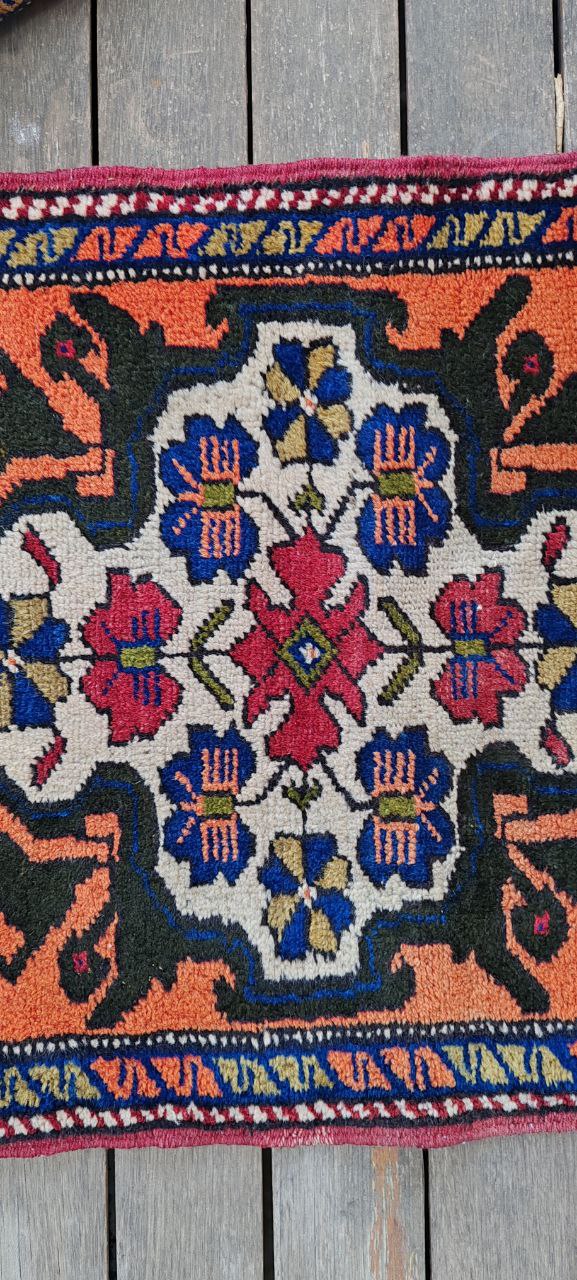 Pair of Vintage Tribal Mini Rugs – Handwoven 62x58cm