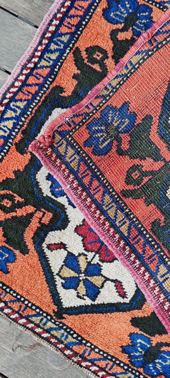 Pair of Vintage Tribal Mini Rugs – Handwoven 62x58cm