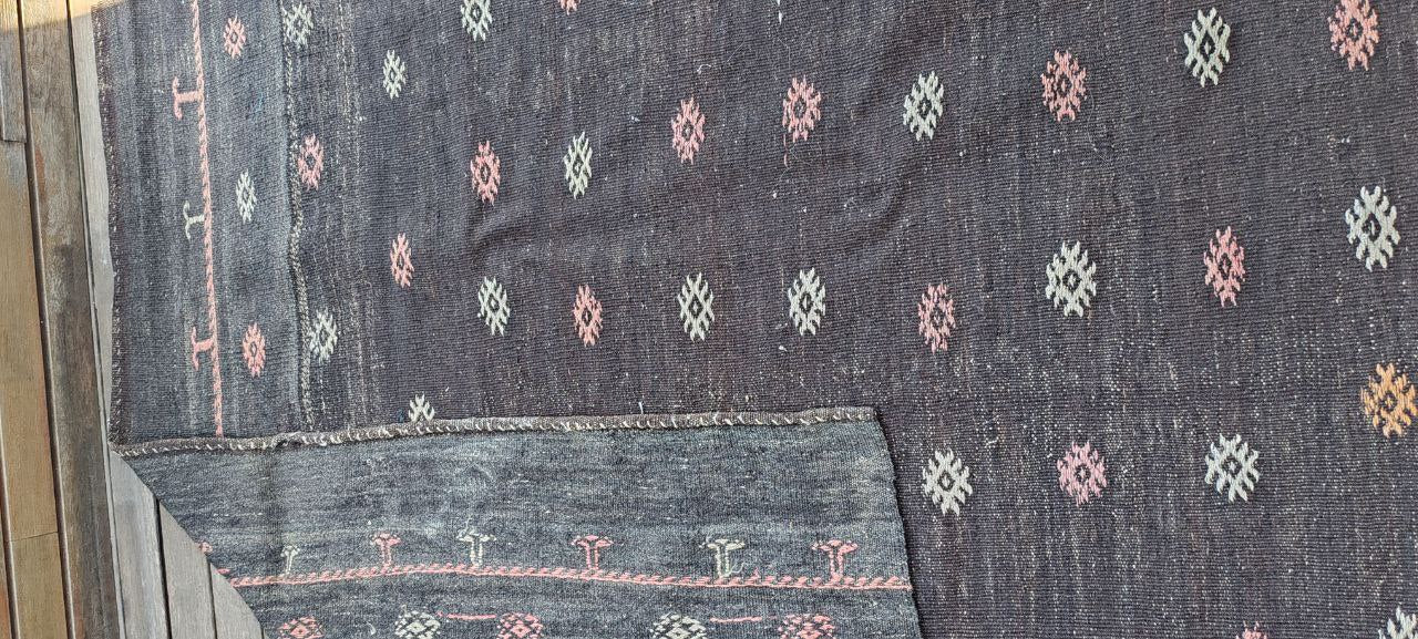 Large Vintage Turkish Flatweave Kilim – 265x160 cm – Geometric Motifs