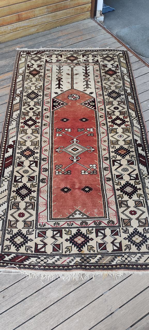 Large Turkish Milas Wool Rug – 210x110 cm – Traditional Handmade