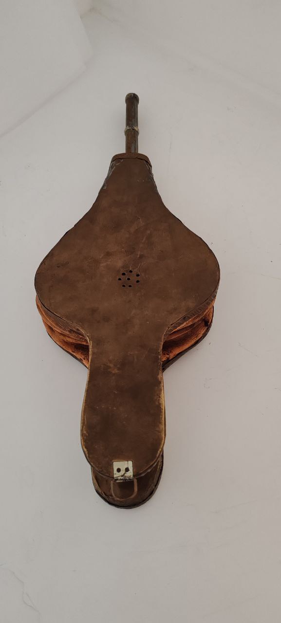 Antique Handcrafted Fireplace Bellows with Metal & Coin Embellishments – 43x16 cm