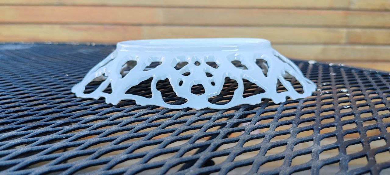 Vintage Kaiser W. Germany Reticulated Porcelain Bowl – White Glazed – 21x13x4 cm